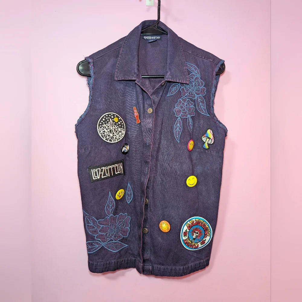 Nirvana Upcycled Purple Denim Vest - Picture 9 of 9